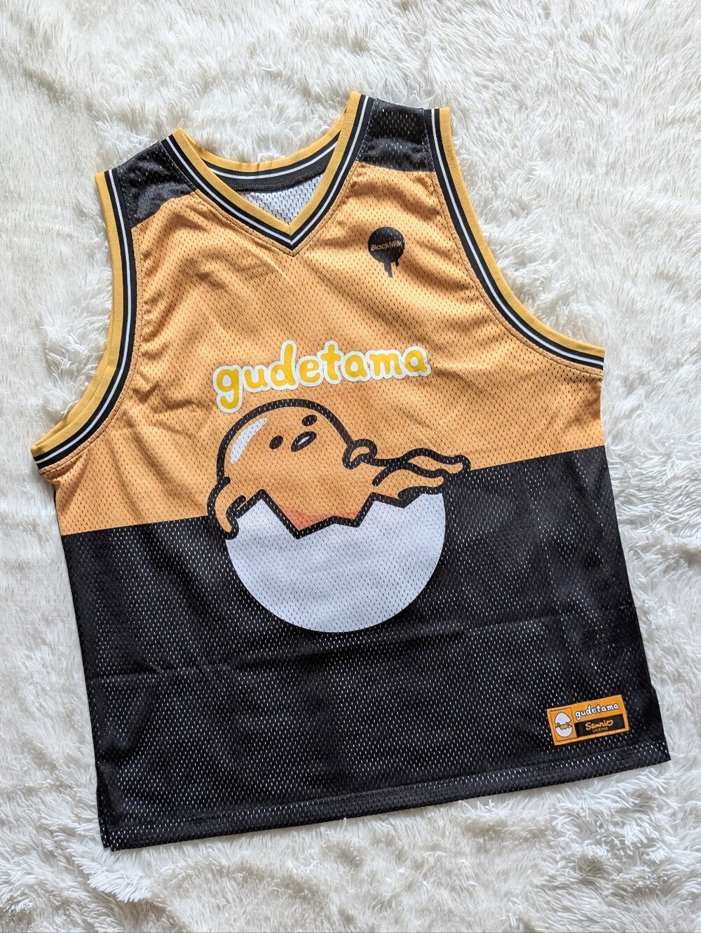 Blackmilk Sanrio Gudetama & Chill Basketball Mesh Jersey Tank Top Size Large - Picture 6 of 13